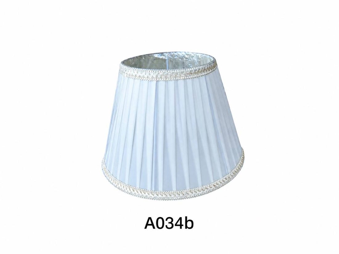 Абажур A034B — білий плісирований з декоративною тасьмою