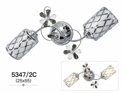 Люстра 5347/2C — класична хромована з кришталевими квітами