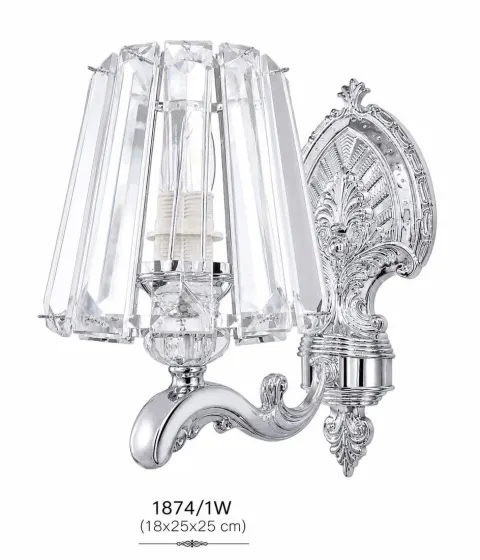 Бра 1874/1W — класичне хромоване з кришталевим плафоном